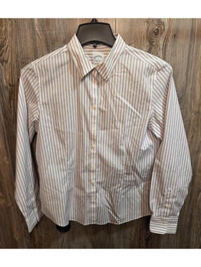 Brooks Brothers Woman Button Shirt Size 12 (Lrg) Fitted Non-Iron Stretch Striped